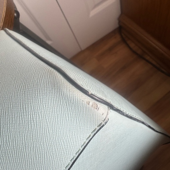 GUESS 1981 Teal Structured Tote Bag Large Shoulder Purse Zip Top Work Bag - Picture 9 of 9